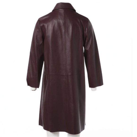 Kate spade madison avenue burgundy maroon leather jacket trench coat size 0 nwot - Picture 3 of 8